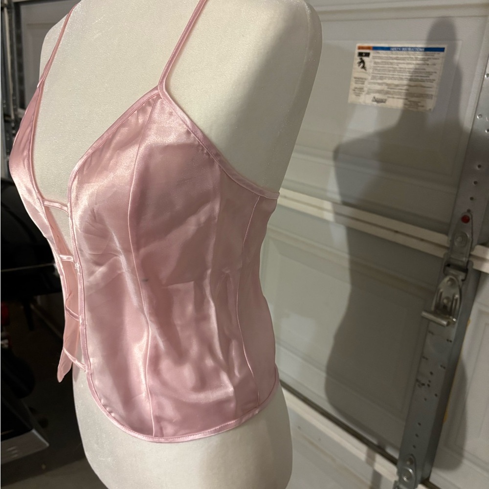 **vintage** fredricks Hollywood pink satin top with adjustable straps - Picture 2 of 5